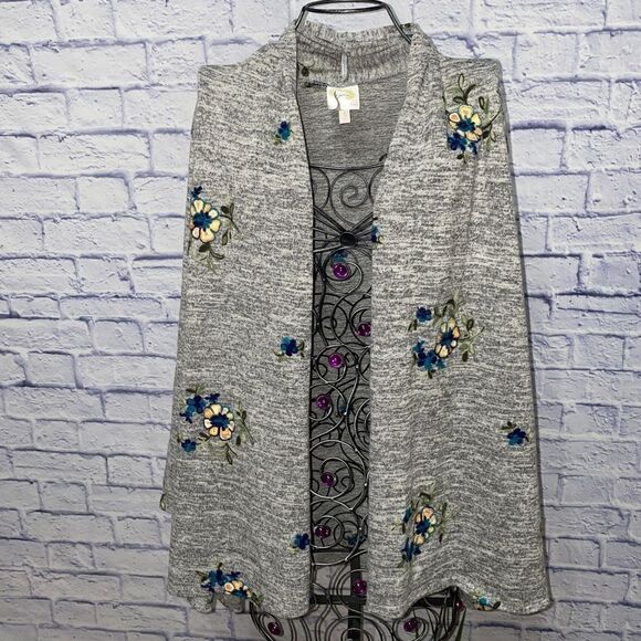 Anthropologie Fig and Flower Open Front Embroidered Cardigan Women’s Size S - Picture 2 of 16